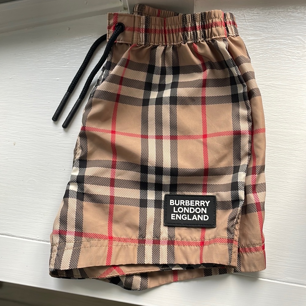 Burberry Swim Trunks 12 months Logo Appliqué Vintage Check Swim Shorts